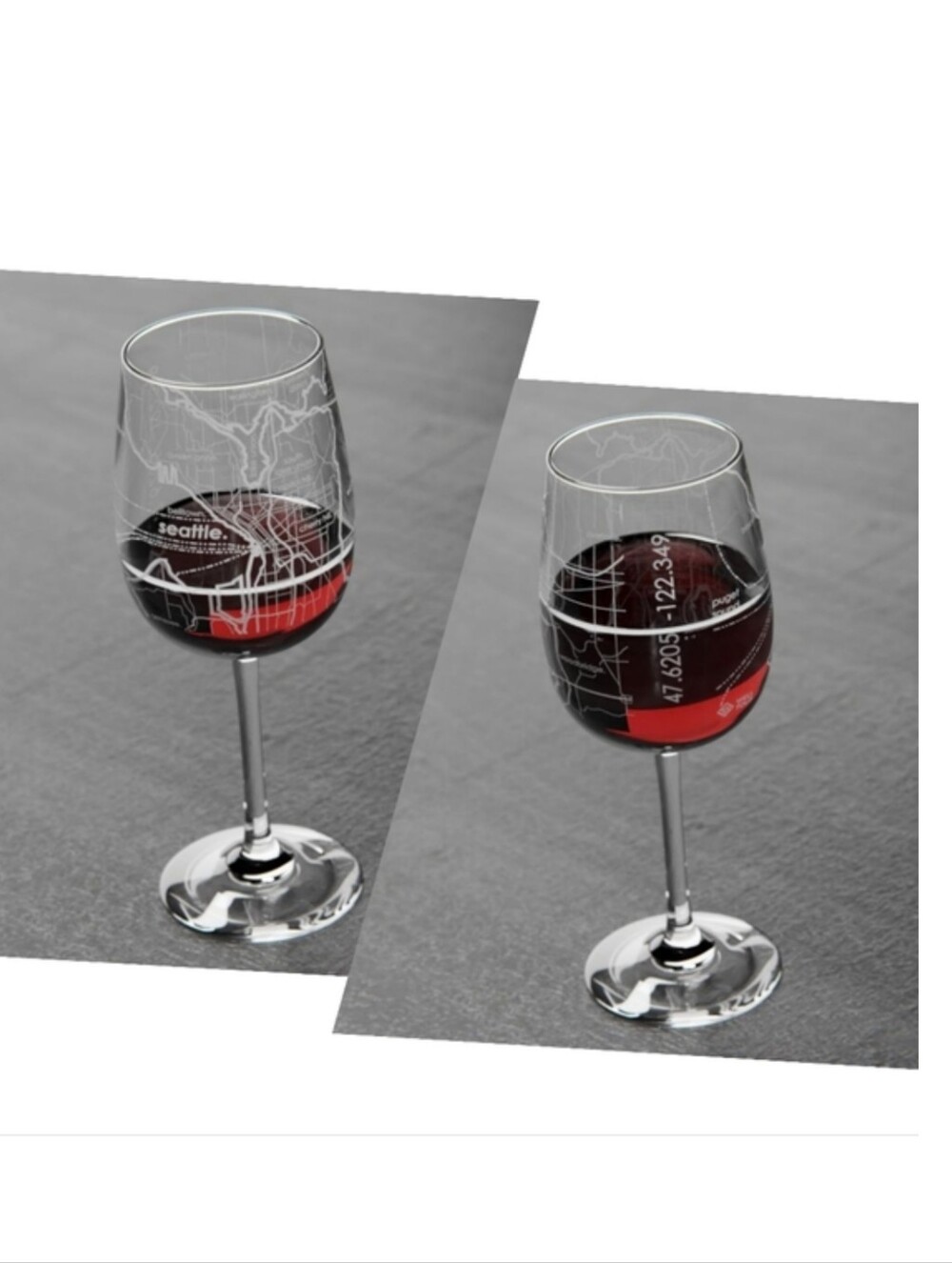 NIB Seattle 'Hometown' Etched Stemmed Wine Glasses